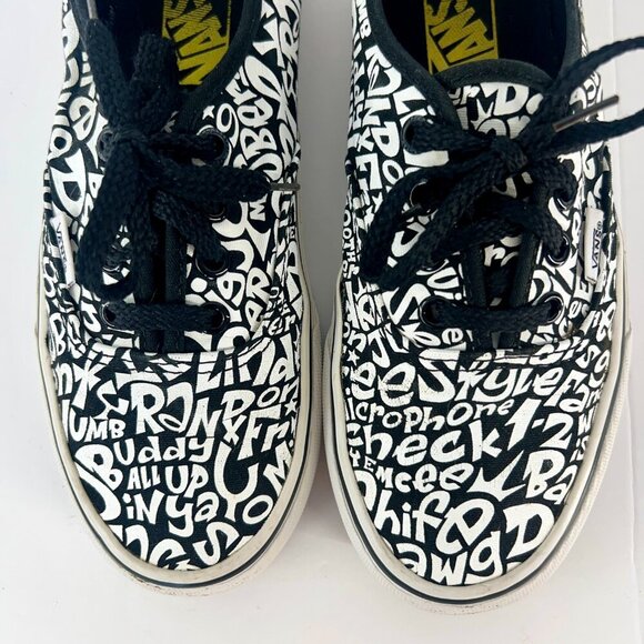 7.5 Women 6 Men- Vans Authentic x A Tribe Called Quest- B/W‎ Graphic Sneaker - Picture 4 of 13